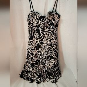 Bebe Black and White Floral Mini Dress